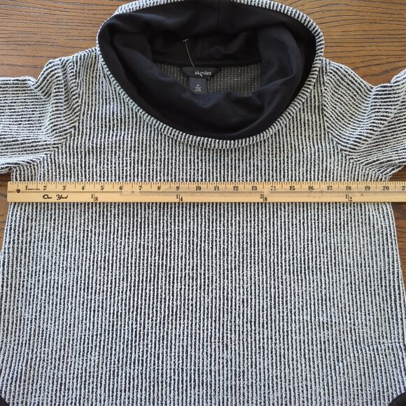 Ali Miles Striped Black White Cowl‎ Neck Tunic with pockets and 3/4 Sleeves Sz M - Picture 8 of 14